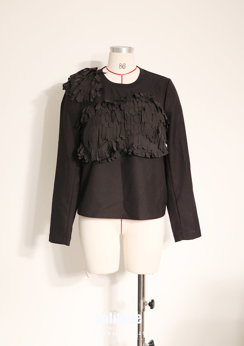 Black Long Sleeves Woven Top