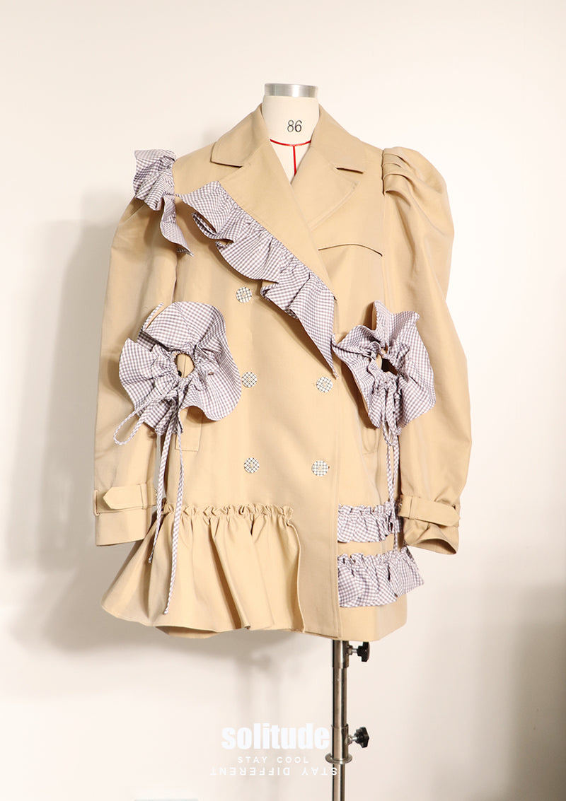 Oversized Ruffles Trimmed Coat