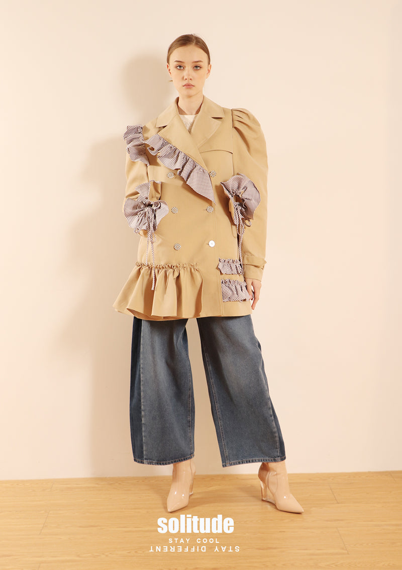 Oversized Ruffles Trimmed Coat