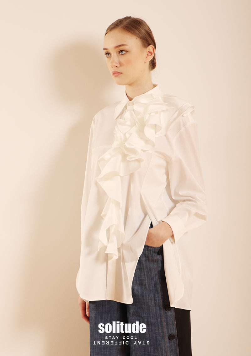 White Long Ruffles Shirt