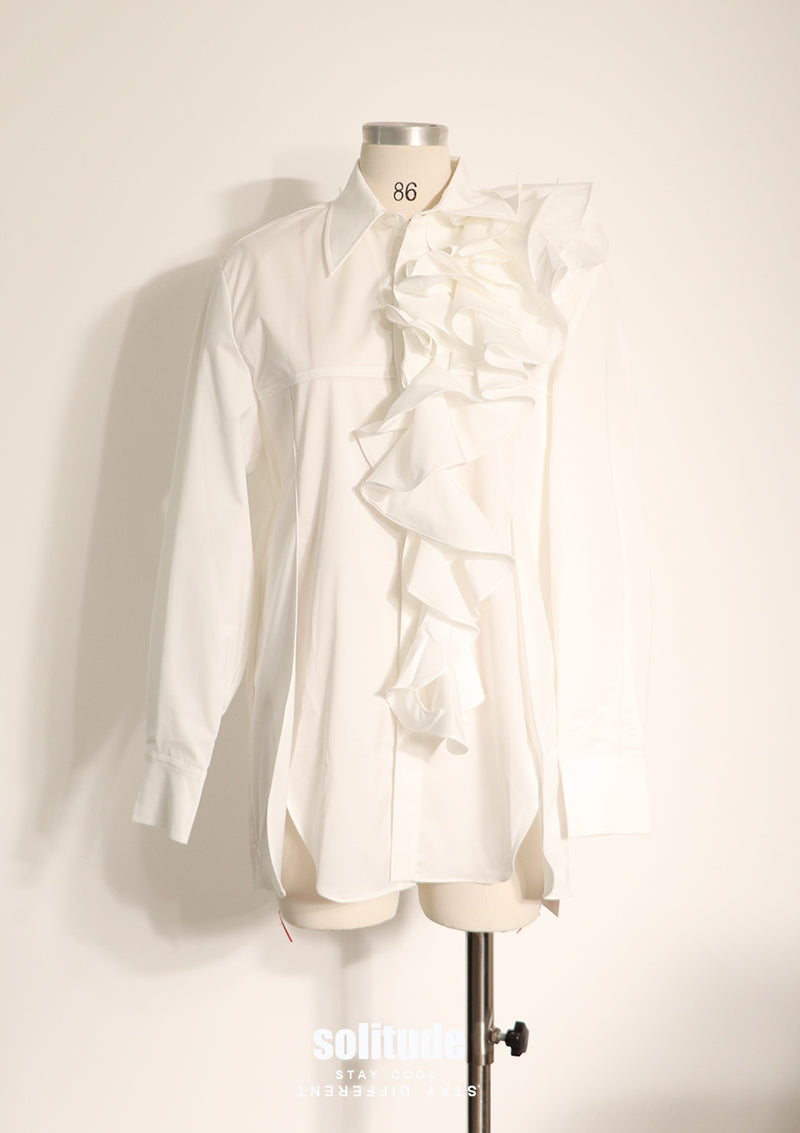 White Long Ruffles Shirt