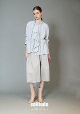 Blue Striped Shirt With Drawstring Details