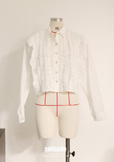 White Ruffles Cropped Shirt