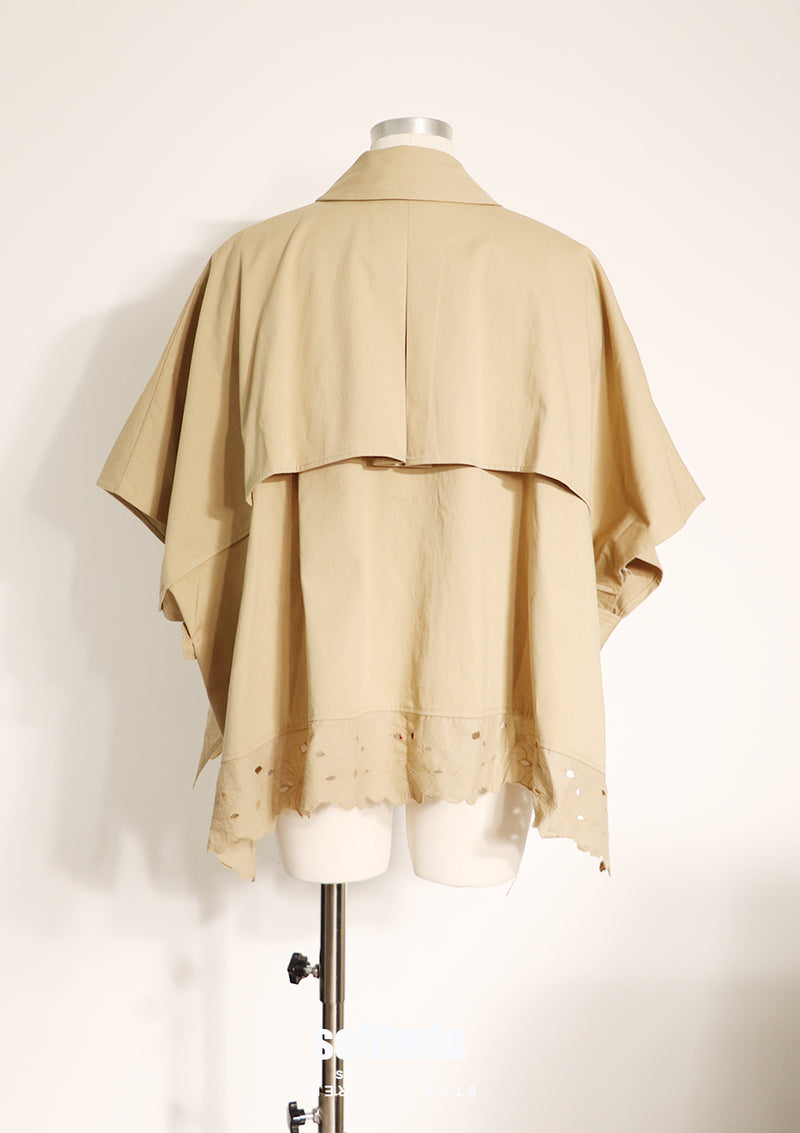 Khaki Lace Trimmed Cape