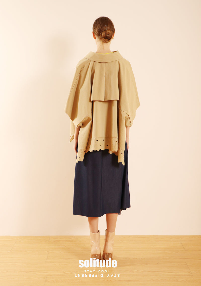 Khaki Lace Trimmed Cape