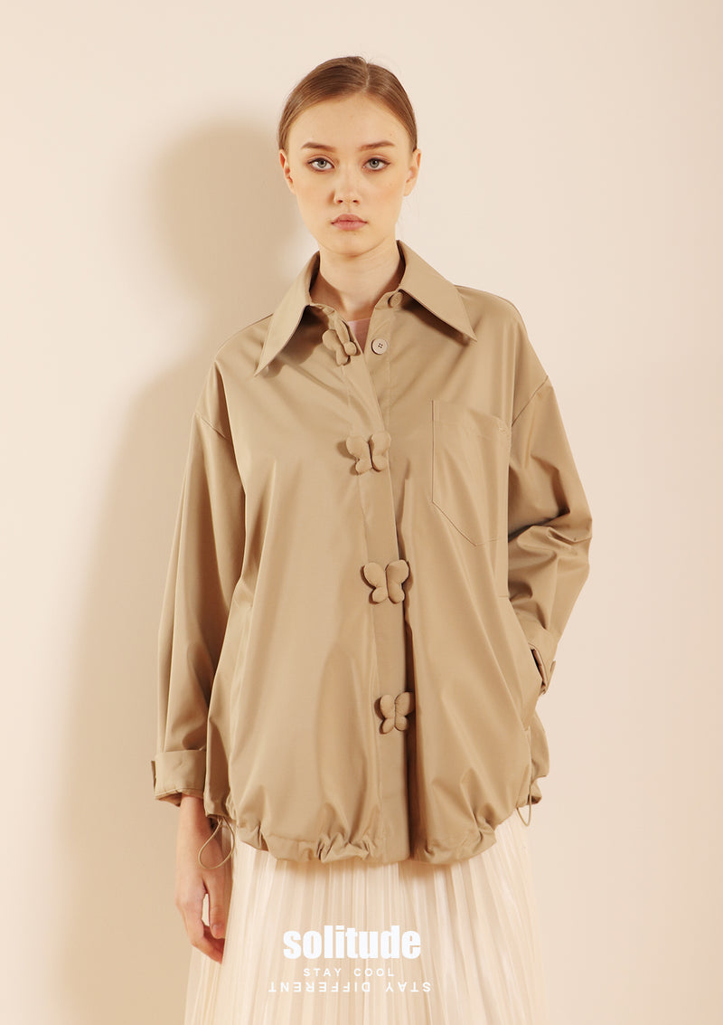 Khaki Drawstring Coat