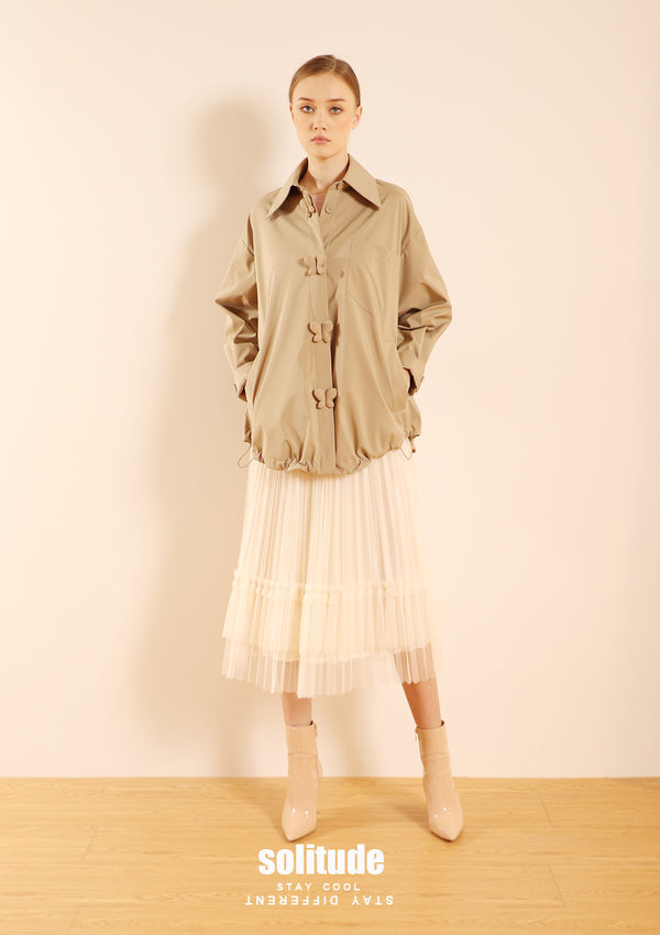 Khaki Drawstring Coat