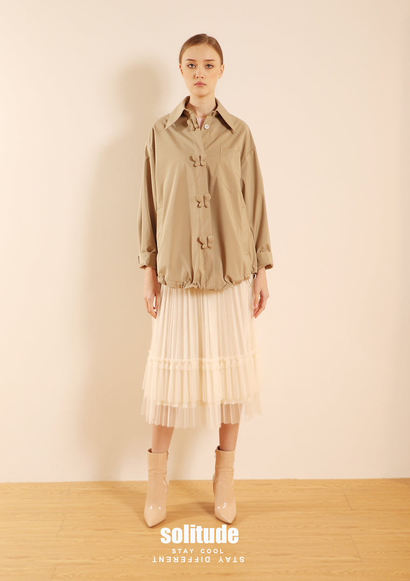 Khaki Drawstring Coat