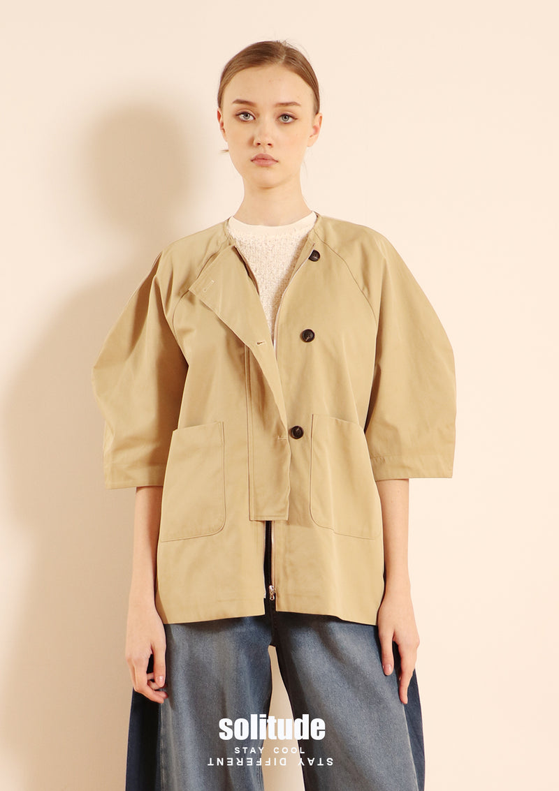 Khaki 3D Sleeves Wove Jacket