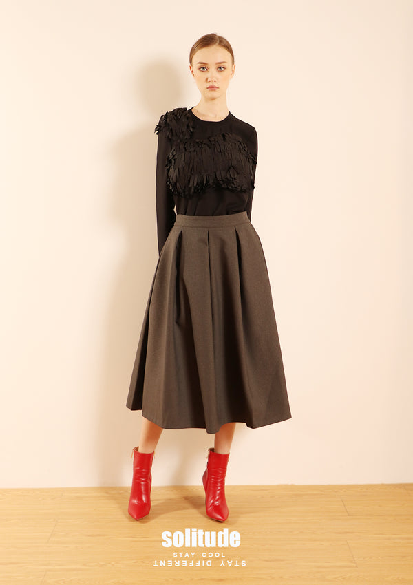 Charcoal Pleated Skirt