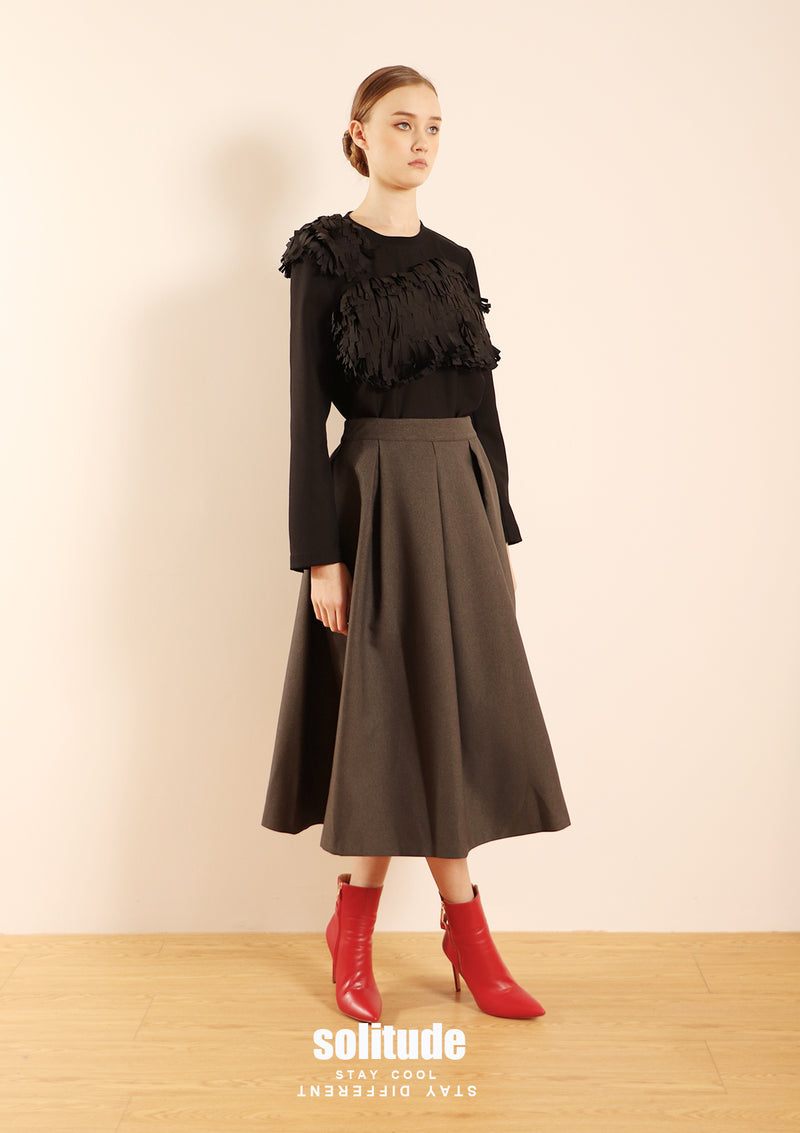 Charcoal Pleated Skirt