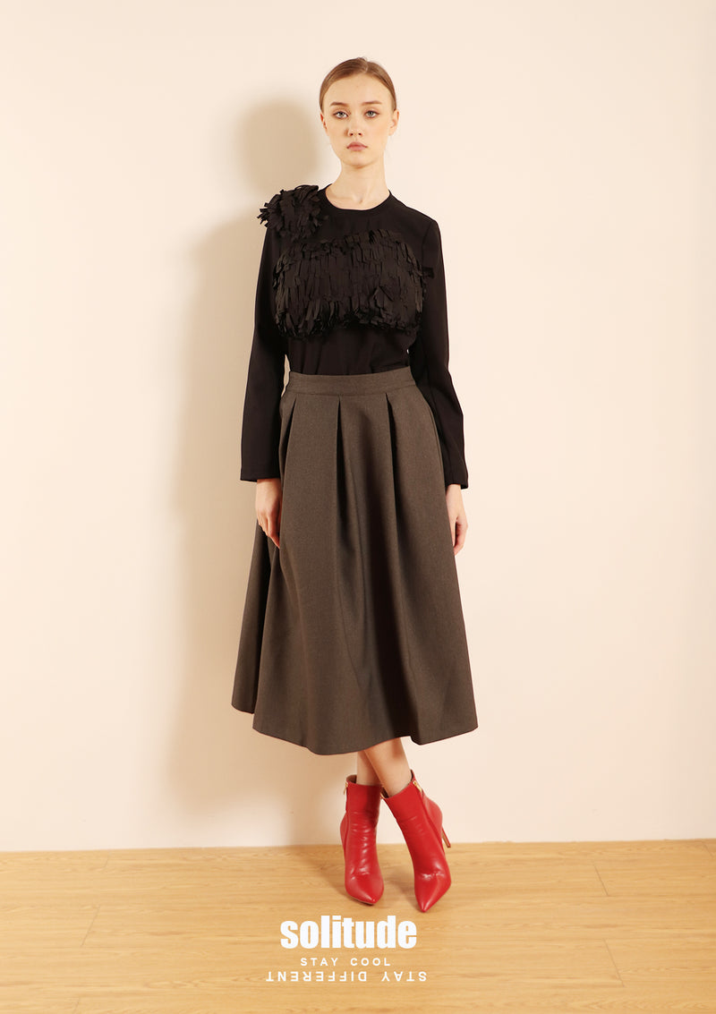 Charcoal Pleated Skirt