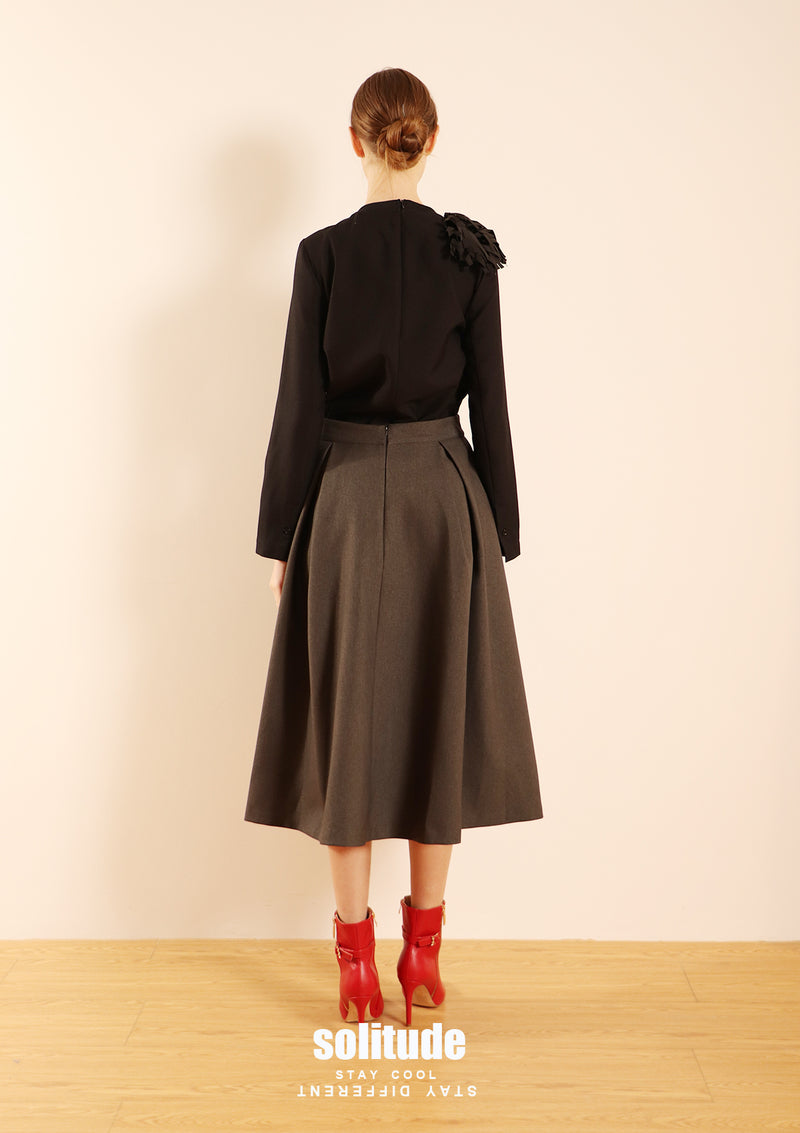 Charcoal Pleated Skirt