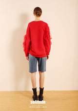 Red Oversized Ruffles Top