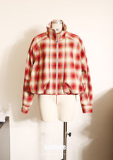 Red Checkered Zip Up Jacket