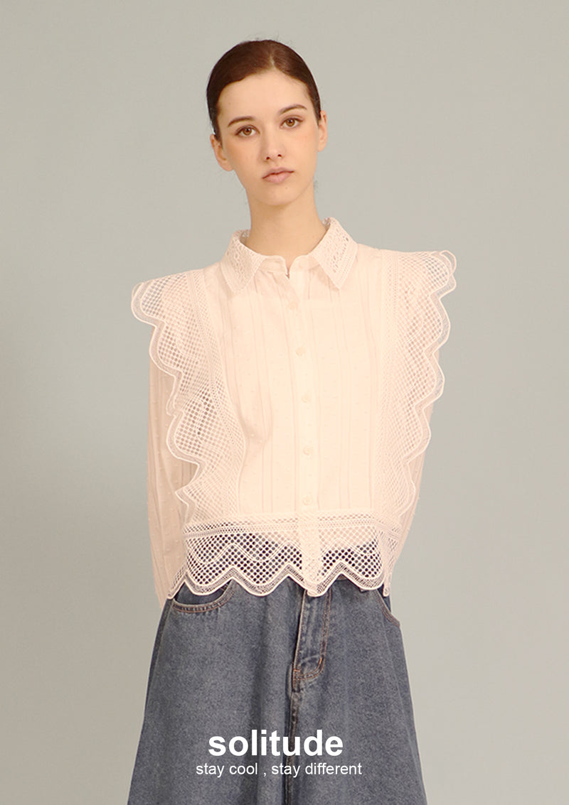 White Lace Trimmed Shirt