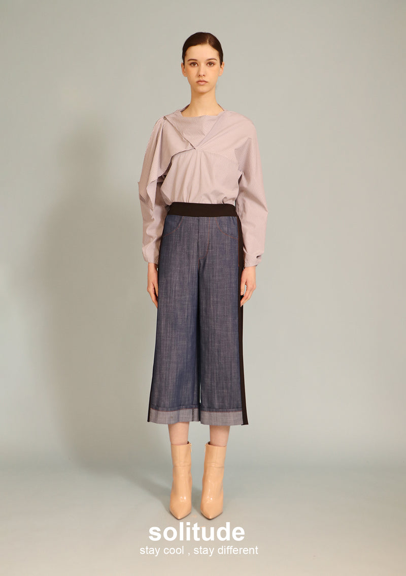 Denims Wide-leg Pleated Back Pants