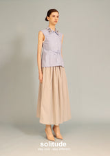 Embellished Blue Striped Sleeveless Shirt