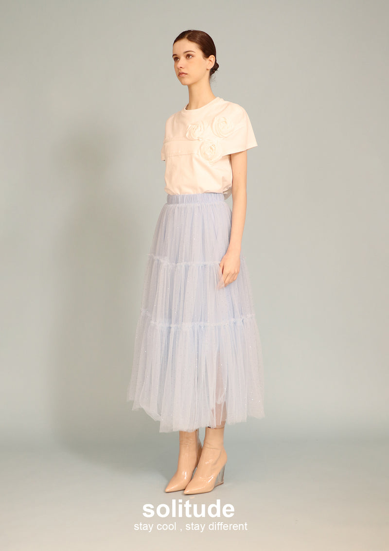 White Flowers Patches Top