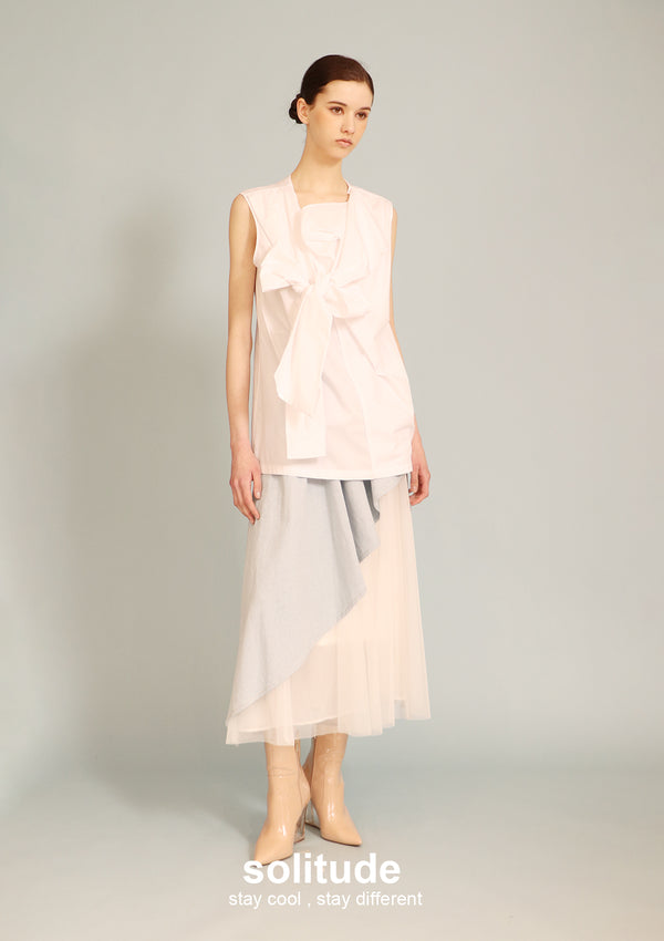 White Big Bow Sleeveless Top