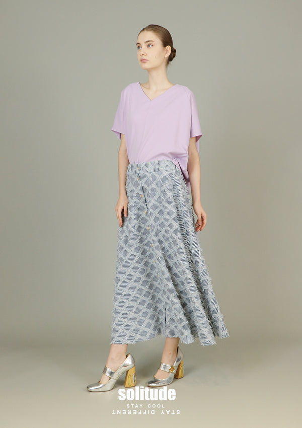 Purple V-neck Woven Top