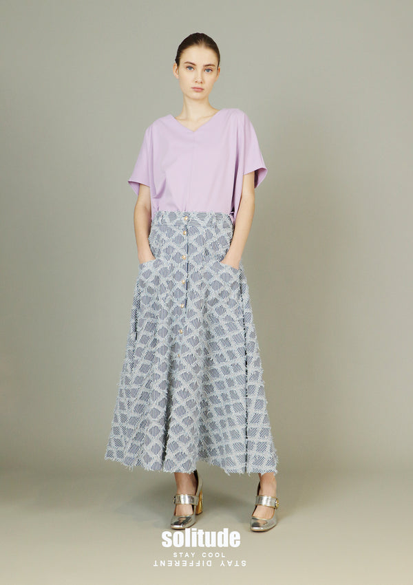 Purple V-neck Woven Top