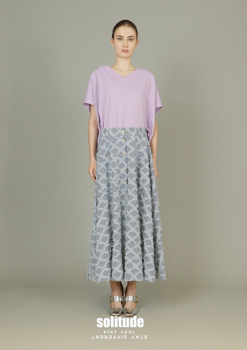 Purple V-neck Woven Top