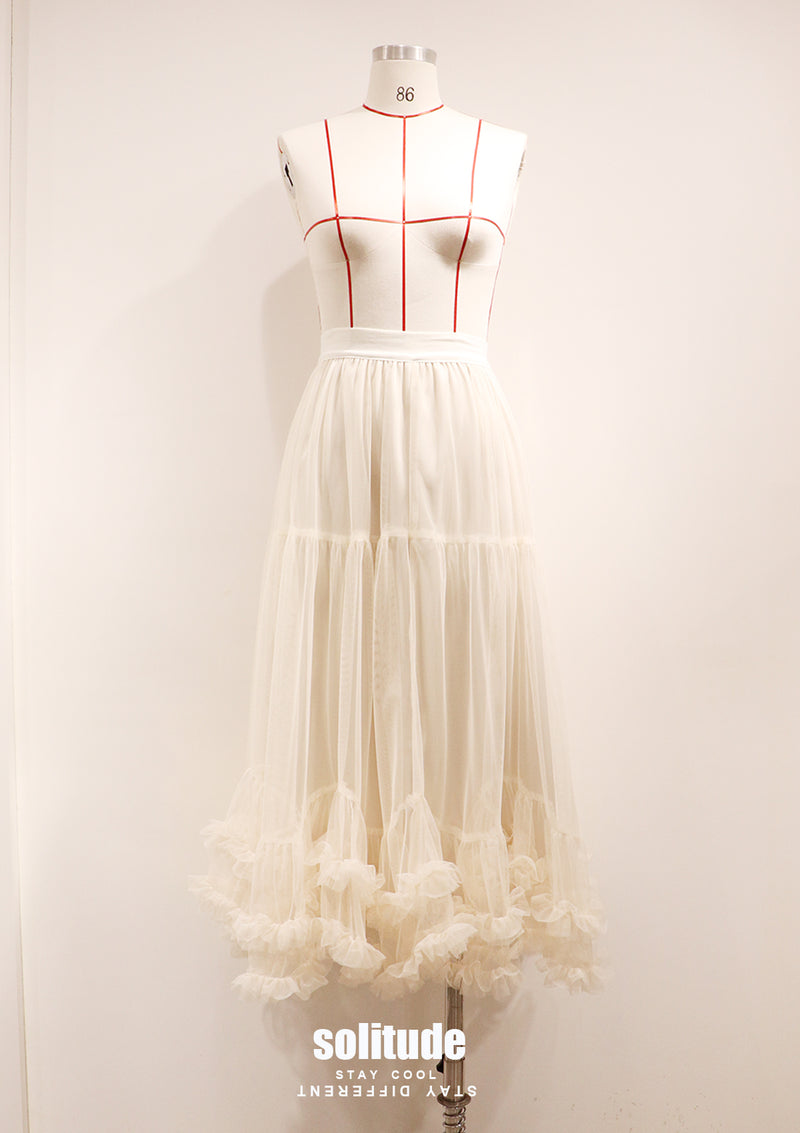 Tiered Spiral Cotton Skirt