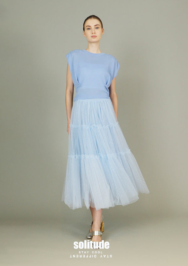 Sky Blue Bling Bling Gauze Skirt