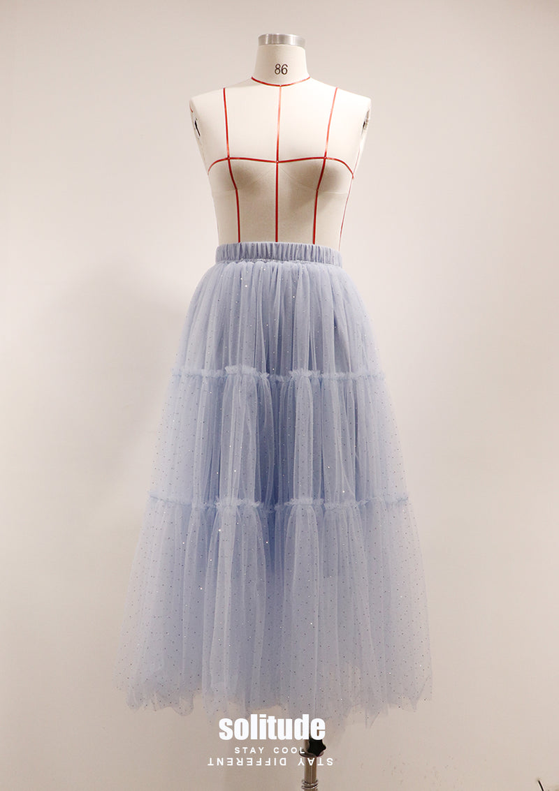 Sky Blue Bling Bling Gauze Skirt