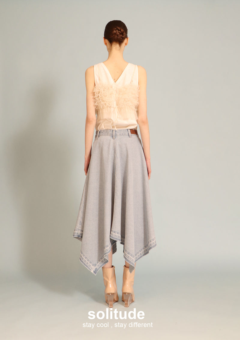 Heavy Washed Wide-leg Long Skirt