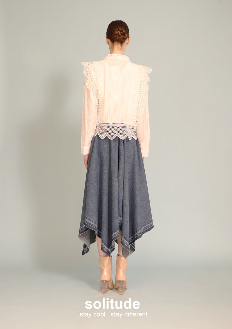 Washed Wide-leg Long Skirt