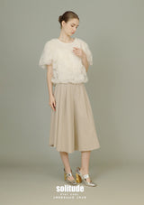 Beige Woven Midi Pants with Belt Set