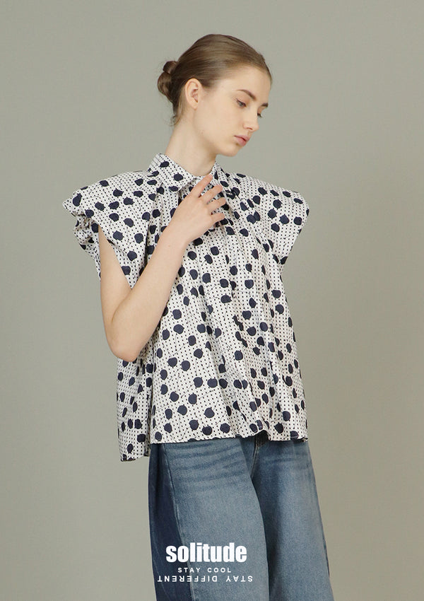 Blue Dots Printed Woven Top