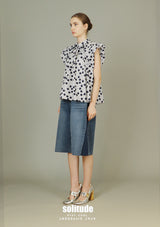 Blue Dots Printed Woven Top