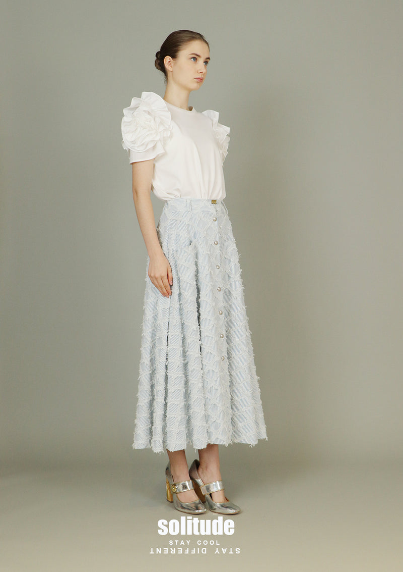 3D Flowers White Knitted Top