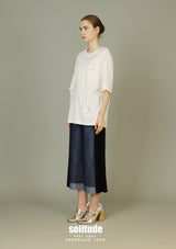 White Flowers Patches Knitted Top