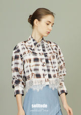 Lace Trim Printed Woven Shirt