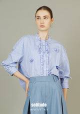 Floral Patches Striped Shirt