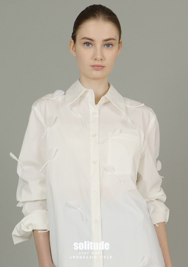 White Embellished Woven Shirt