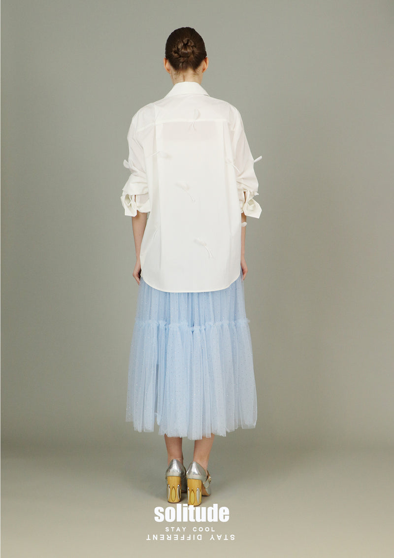 White Embellished Woven Shirt