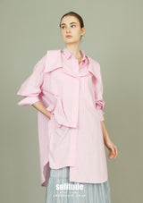 Pink Asymmetrical Layered Long Shirt
