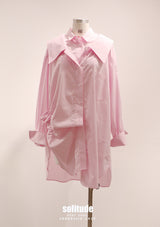 Pink Asymmetrical Layered Long Shirt