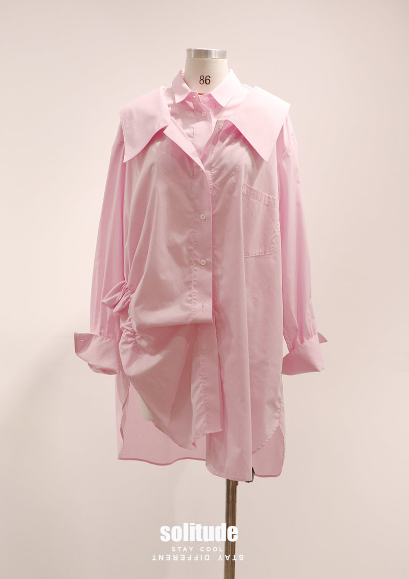 Pink Asymmetrical Layered Long Shirt