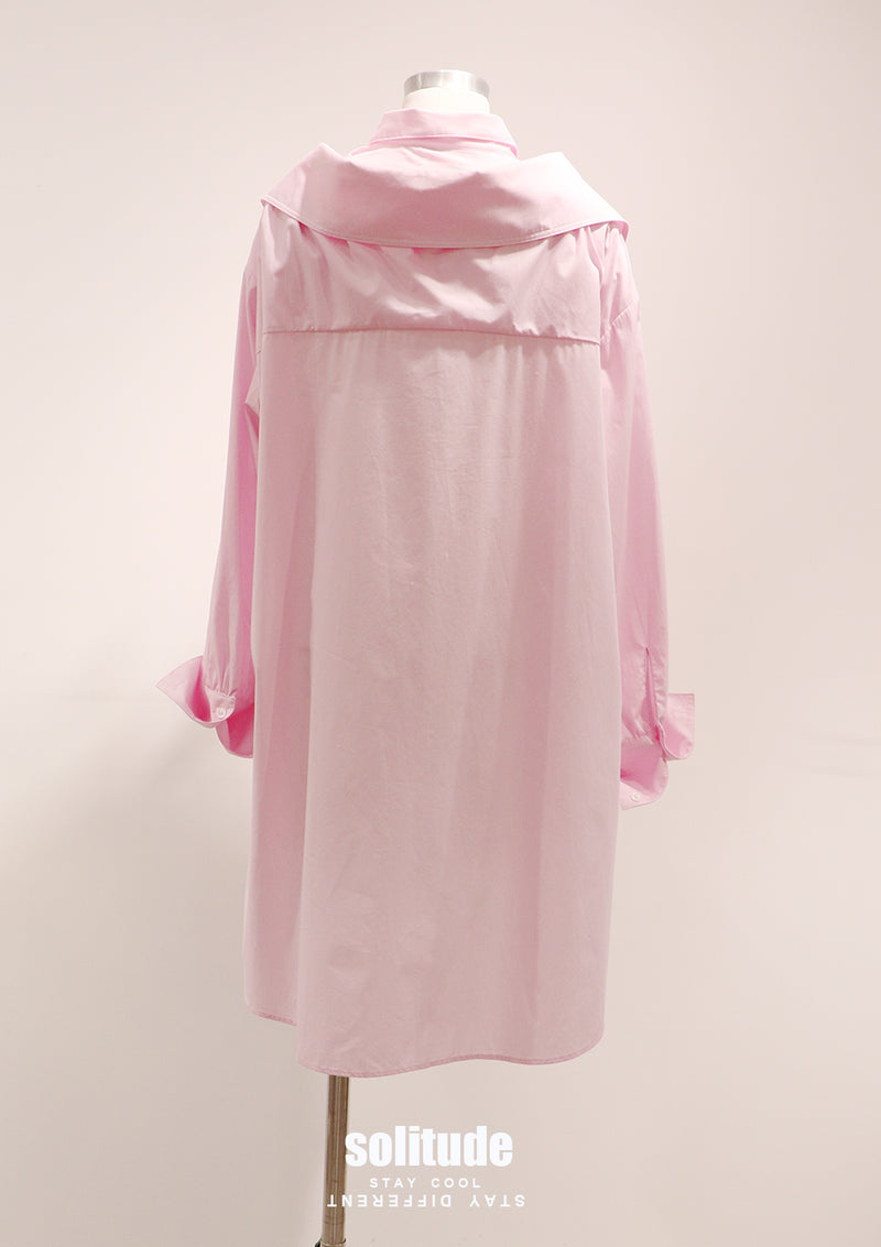 Pink Asymmetrical Layered Long Shirt
