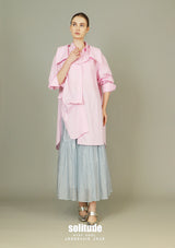 Pink Asymmetrical Layered Long Shirt