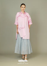 Pink Asymmetrical Layered Long Shirt