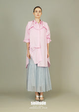 Pink Asymmetrical Layered Long Shirt