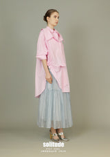 Pink Asymmetrical Layered Long Shirt