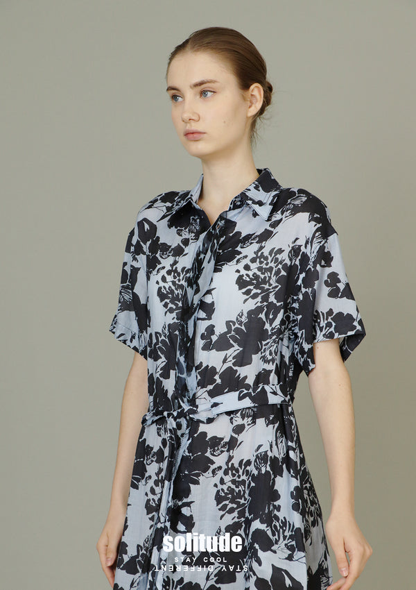 Blue Floral Printed Dress